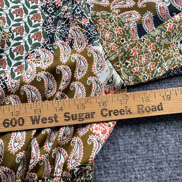 Zara Dress Womens‎ XS Paisley Mini V-neck Long Balloon sleeves elastic cuffs - Picture 12 of 16